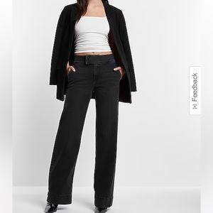 Express faded black wide leg jeans